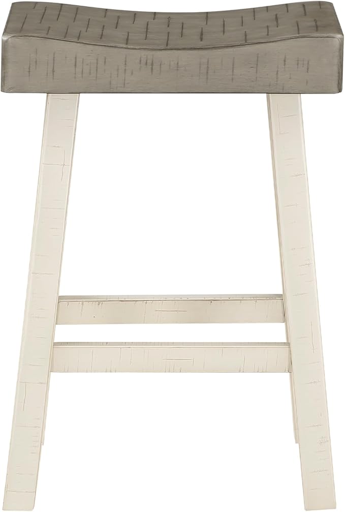 Lexicon Bar Table Set for 3, Small Kitchen Table Set Kitchen Island Table with 3 Saddle Bar Stools, 4 Piece Dining Table Set for Breakfast Nook, Living Room, Apartment, Counter Height, White/Coffee