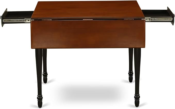 East West Furniture MZDO5-BCH-W 5 Piece Kitchen Table & Chairs Set Includes a Rectangle Dining Room Table with Dropleaf and 4 Dining Chairs, 36x54 Inch, Black & Cherry