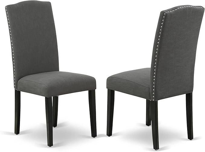 East West Furniture LGEN7-BLK-20 7 Piece Kitchen Table Set Consist of a Rectangle Dining Table with Butterfly Leaf and 6 Dark Gotham Linen Fabric Parson Chairs, 42x84 Inch, Black