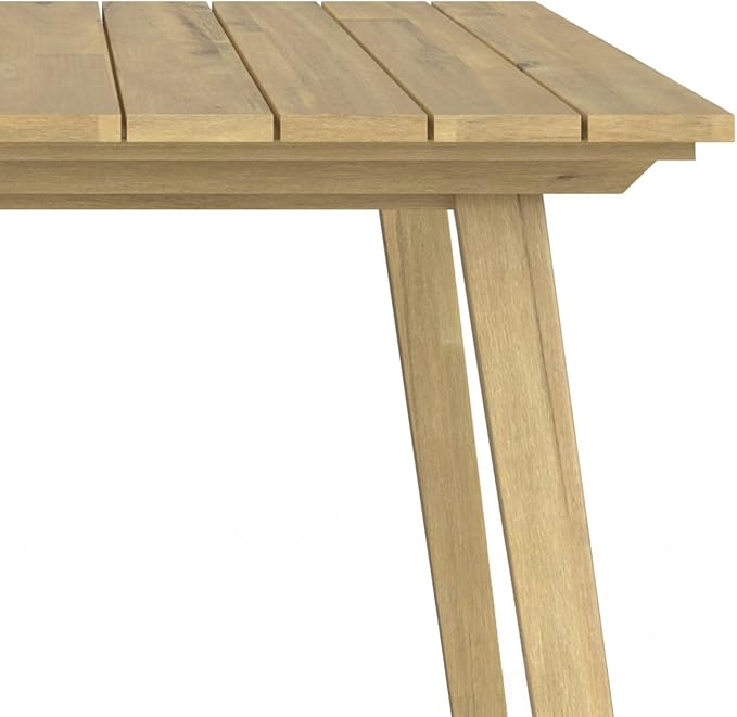 SIMPLIHOME Kona SOLID ACACIA WOOD 65 inch Wide Rectangle Contemporary Outdoor Dining Table in Light Teak for the Dining Room