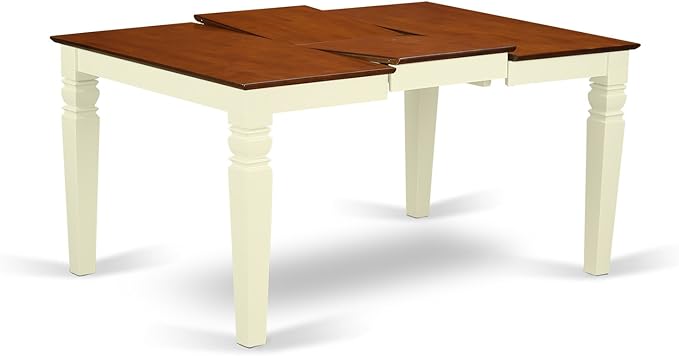 East West Furniture WEIP7-BMK-W 7 Piece Dining Set Consist of a Rectangle Dining Room Table with Butterfly Leaf and 6 Kitchen Chairs, 42x60 Inch, Buttermilk & Cherry