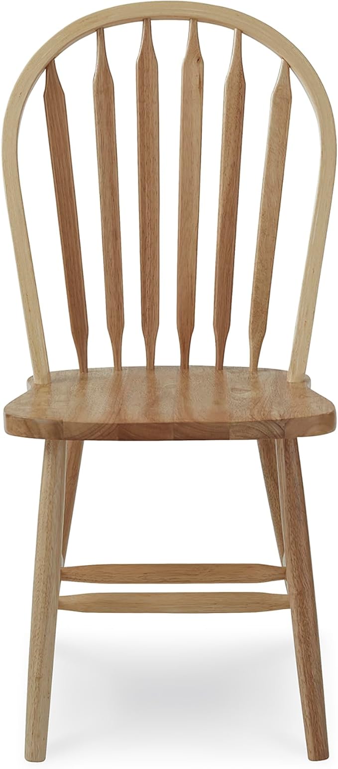 International Concepts Solid Wood Windsor ArrowBack Dining Chair with Plain Legs - Parawood Construction - 19.25" W x 19.75" D x 38.25" H - 225 lb Weight Capacity - Dining Chairs, Natural