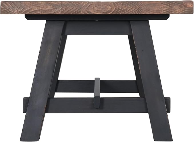 Alaterre Furniture Adam 42-Inch Solid Wood Rustic Coffee Table - Easy Assembly Industrial Style with Natural Finish Living Room Accent Furniture