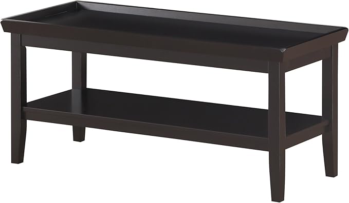 Convenience Concepts Ledgewood Coffee Table 42" - Modern Center Room Accent with Storage Shelf for Transitional, Traditional Living & Family Room, Black