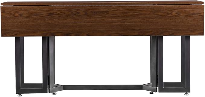 SEI Furniture Driness Drop Leaf Convertible Console to Dining Table, Dark Tobacco, Gunmetal Gray