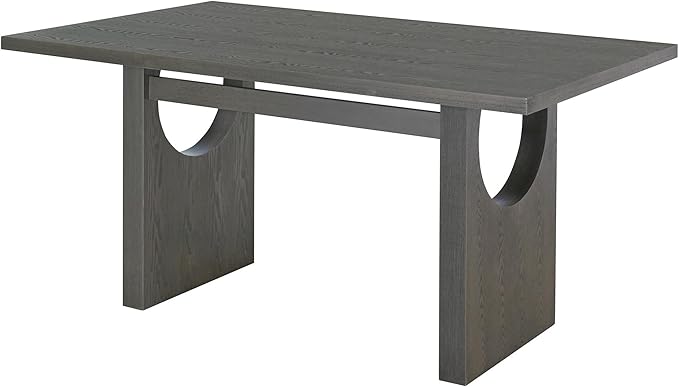Ball & Cast 7-Piece Dining Table Set for 6 People, 59" Wood Dining Kitchen Table & Chairs Set, Dining Room Table with Trestle Base and 6 Upholstered Chairs, Perfect for Dining Room,Grey