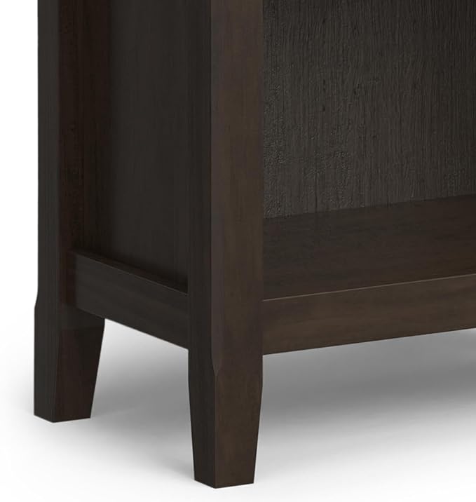 SIMPLIHOME Amherst Bookcase - 70 inch Tall 5-Shelf Solid Wood Bookshelf in Hickory Brown, Transitional Storage for Living Room, Study Room or Office with Adjustable Shelves and Tapered Legs