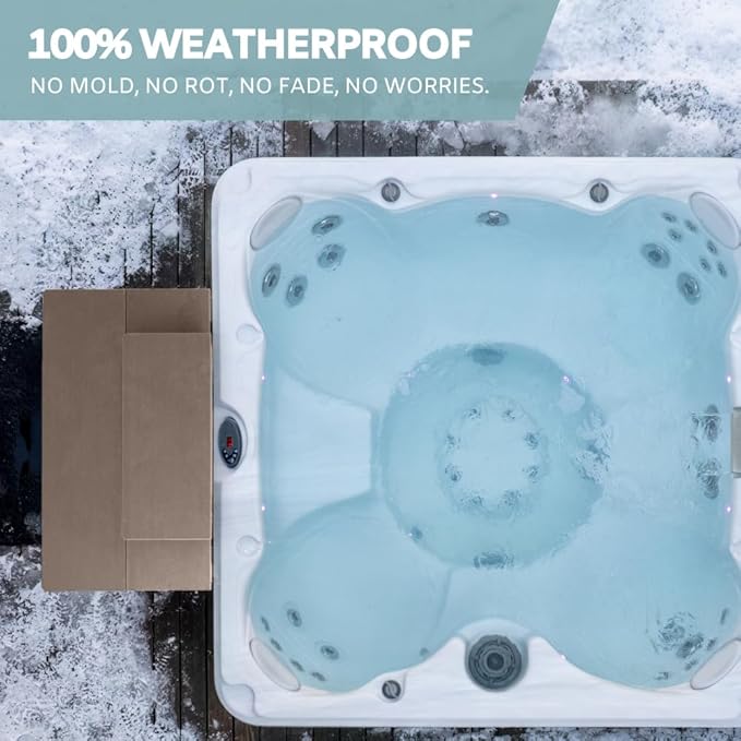 Heavy Duty Hot Tub Steps with Storage - Waterproof, Non-Slip & No Maintenance - Large 700LBS Capacity - Multi Angle Access - Ideal for Spa Steps, Hot Tub Stairs - Brown Spa Step for Outdoor
