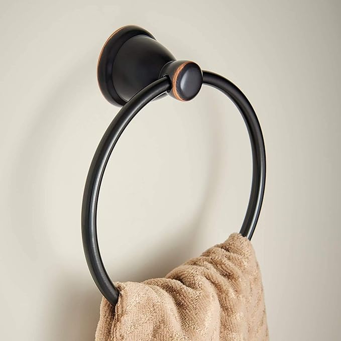 Franklin Brass Kinla 5-Piece Bathroom Set Oil-Rubbed Bronze 18', 24' Towel Bar Racks, Toilet Paper Holder, Ring, Hook KIN5PC-ORB