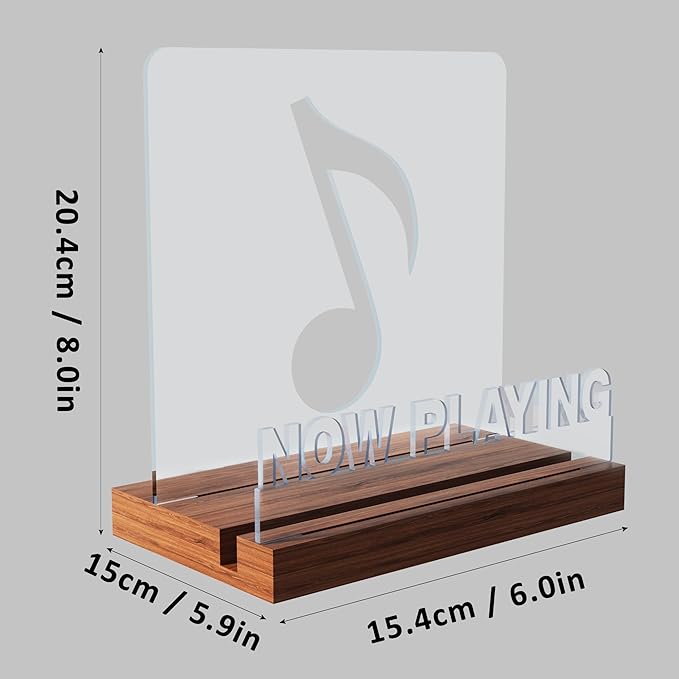 Now Playing Vinyl Record Stand, Light up Record Holder, Wooden Acrylic Display with Warm White Lights for Albums, Room Decor, for Vinyl Lovers