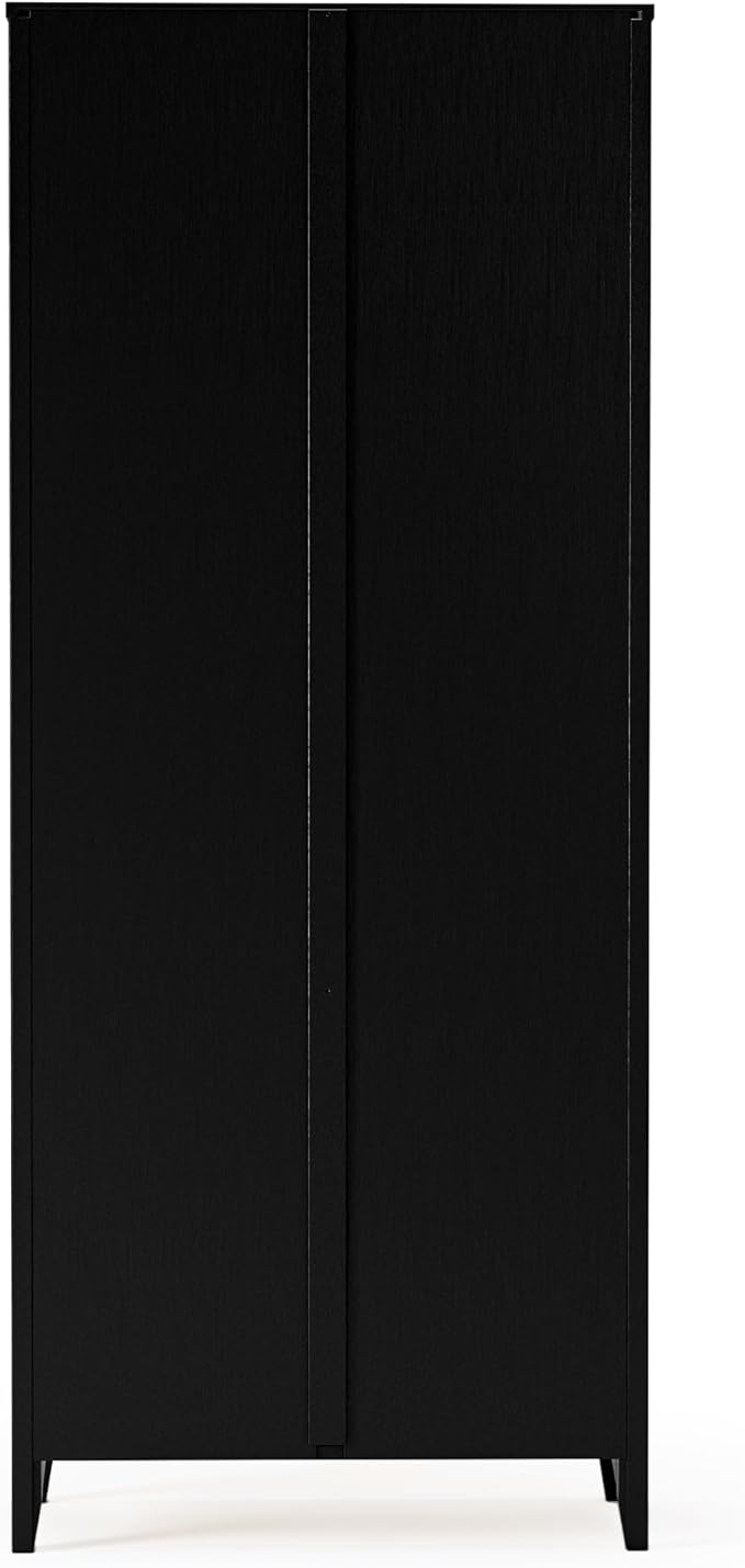 Camaflexi Shaker Style 6 Shelf Bookcase/Solid Wood / 72 inch Tall/Adjustable Shelving/Closed Back/Display Bookshelf for Living Room, Bedroom, Home and Office, Black