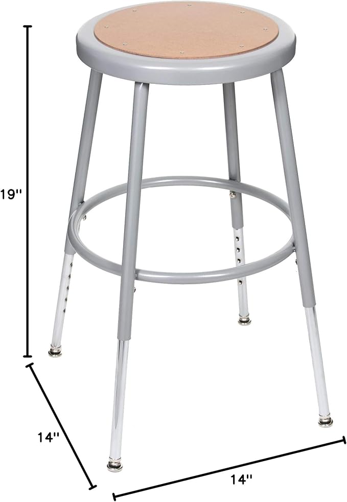 OEF Furnishings (2 Pack Height Adjustable Steel Stools, Grey, 19-27"