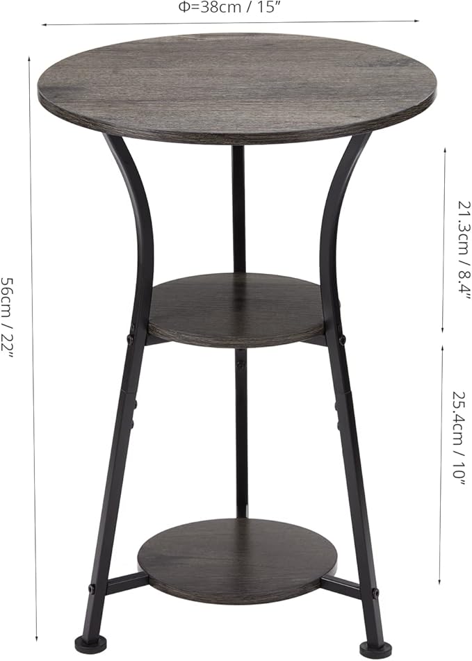 Dulcii Small Round End Table for Narrow and Small Space, 3-Tier Round Accent Couch Beside Table, Modern Side Table Corner Sofa Table Nightstand for Living Room Bedroom,Grey