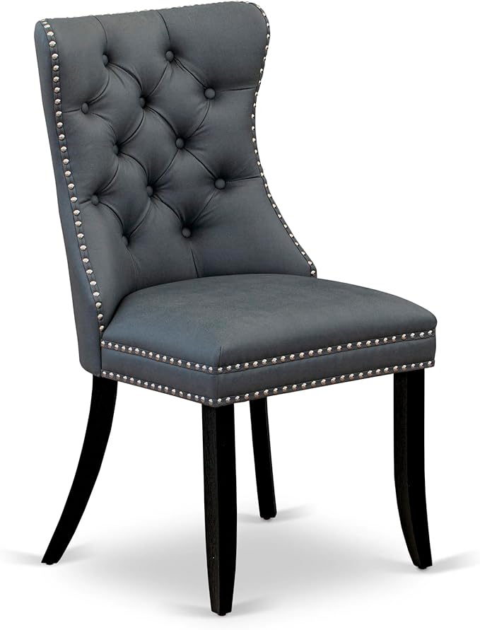 East West Furniture LGDA7-BLK-13 7 Piece Dining Set Includes a Rectangle Kitchen Table with Butterfly Leaf and 6 Polyester Fabric Upholstered Chairs, 42x84 Inch, Black