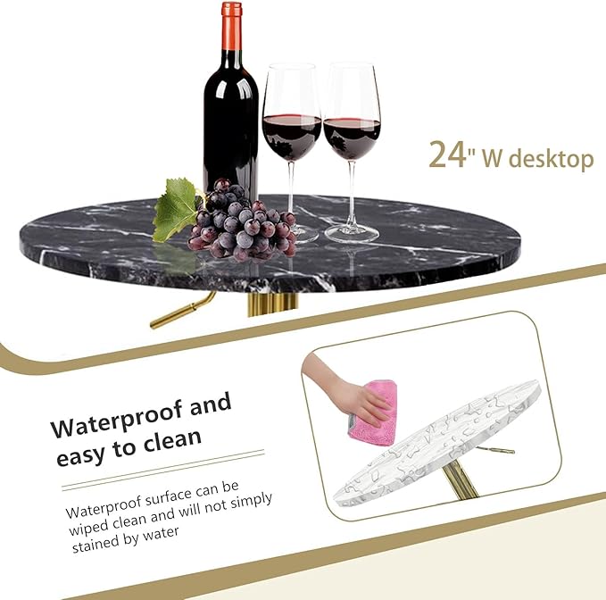 Gold Cocktail Tables Round Bar Table Height Adjustable 27.9''-35.4'' Pub Table with Metal Base Modern Style for Kitchen, Bar, Office & Dining Room Sturdy & Stylish