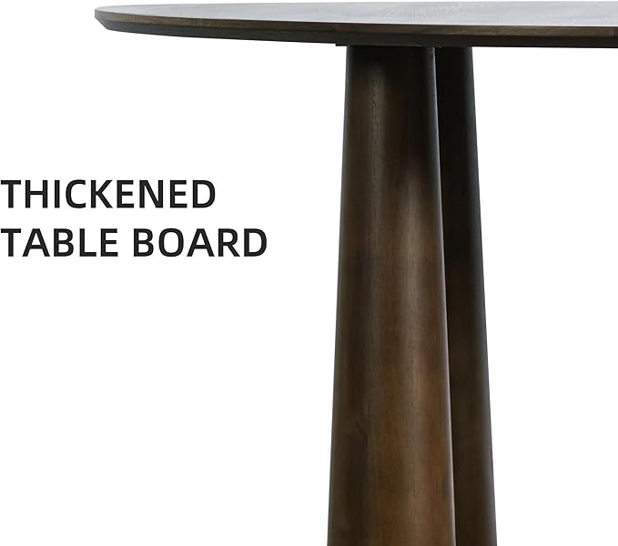 Casaphoria 59" Round Dining Table, Kitchen Table for 6 with Arc-Shaped Edge Top and Cylindrical Legs, Easy Assembly for Living Room, Dining Room, Walnut