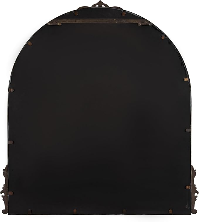 Kate and Laurel Myrcelle Ornate Vintage Arched Mirror, 30 x 32, Bronze, Decorative Wide Arch Mirror for Use as Fireplace Mantel Mirror or Bathroom Mirror for Over Sink