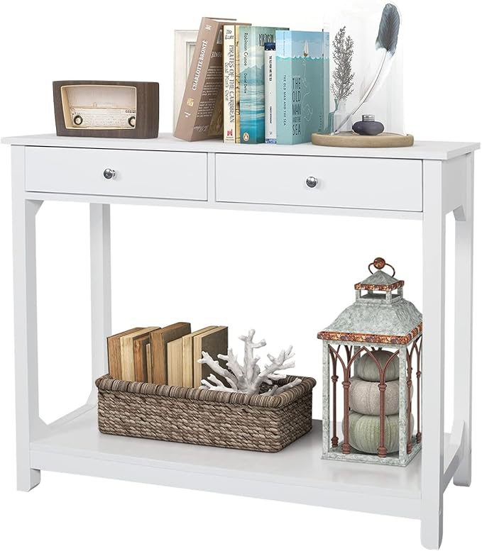 TaoHFE Console Table, 39.4"x11.8"x31.5"(LxWxH), White