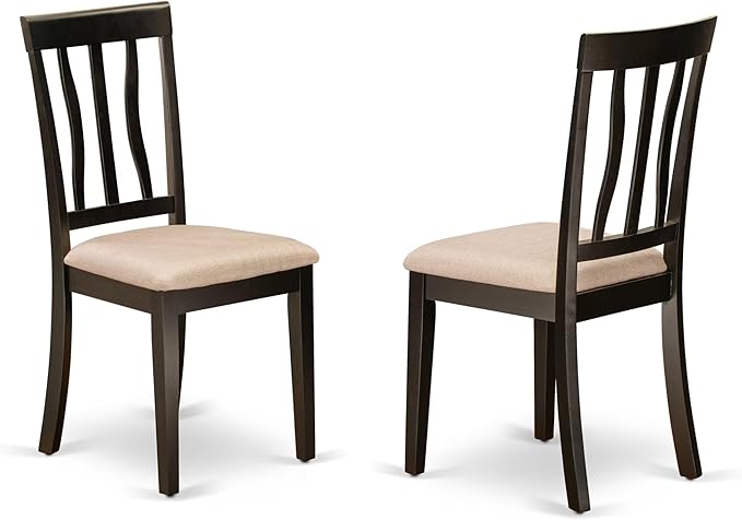 East West Furniture HLAN5-CAP-C 5 Piece Kitchen Table Set for 4 Includes a Round Dining Table with Pedestal and 4 Linen Fabric Dining Room Chairs, 42x42 Inch, Cappuccino