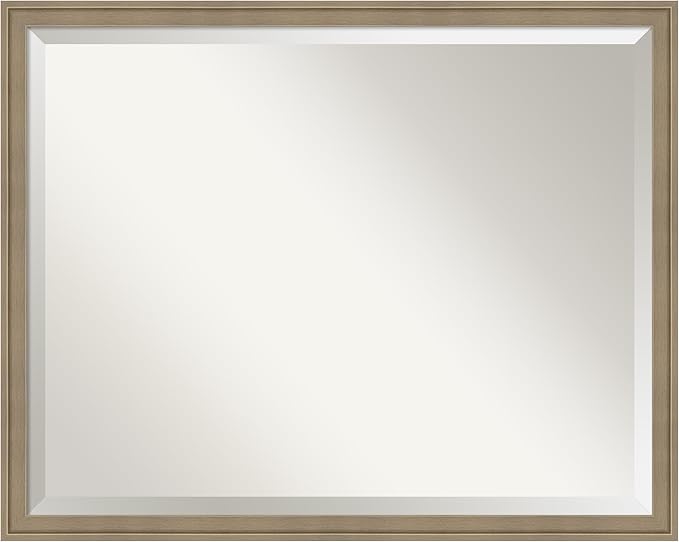Amanti Art Brown Wall Mirror 24x30 Florence Light Brown Rectangle Bathroom Mirror for Wall Decor Living Room, Large Casual Frame, Hangs Horizonally and Vertically, Bathroom Decor, Beveled Edge from WI