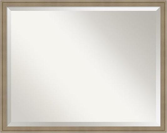Amanti Art Brown Wall Mirror 24x30 Florence Light Brown Rectangle Bathroom Mirror for Wall Decor Living Room, Large Casual Frame, Hangs Horizonally and Vertically, Bathroom Decor, Beveled Edge from WI