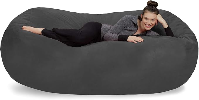Sofa Sack Bean Bag Chair Cover, 7-5-feet, Charcoal