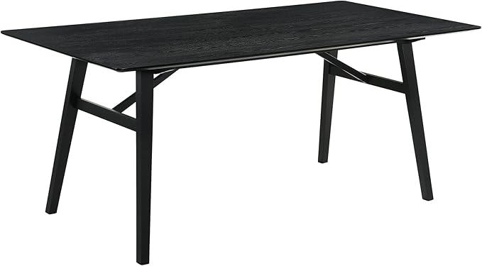 Armen Living Channell Mid Century Modern 5 Piece Black Wood Dining Table Set with Charcoal Fabric