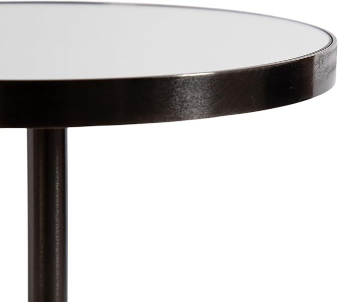 Kate and Laurel Tira Elegant Round Mirrored Side Table, 14 x 14 x 24, Gray Gunmetal, Modern Circle End Table for Use as Bedroom Nightstand or Living Room Plant Stand Table