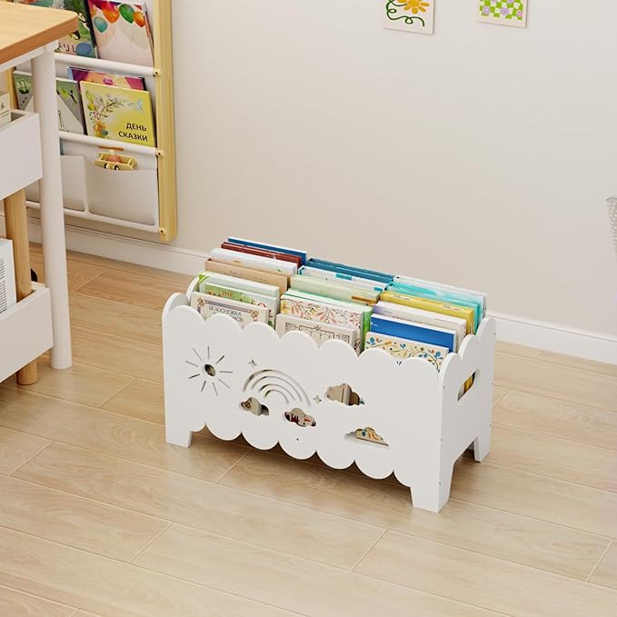 Wood Kids Bookshelf, Montessori Bookshelf, Suitable Kids Rooms, Nursery & Classroom, Kids Bookshelf and Toy Storage, Toddler Book Rack, Nursery Book Shelves, Kids Bookcase