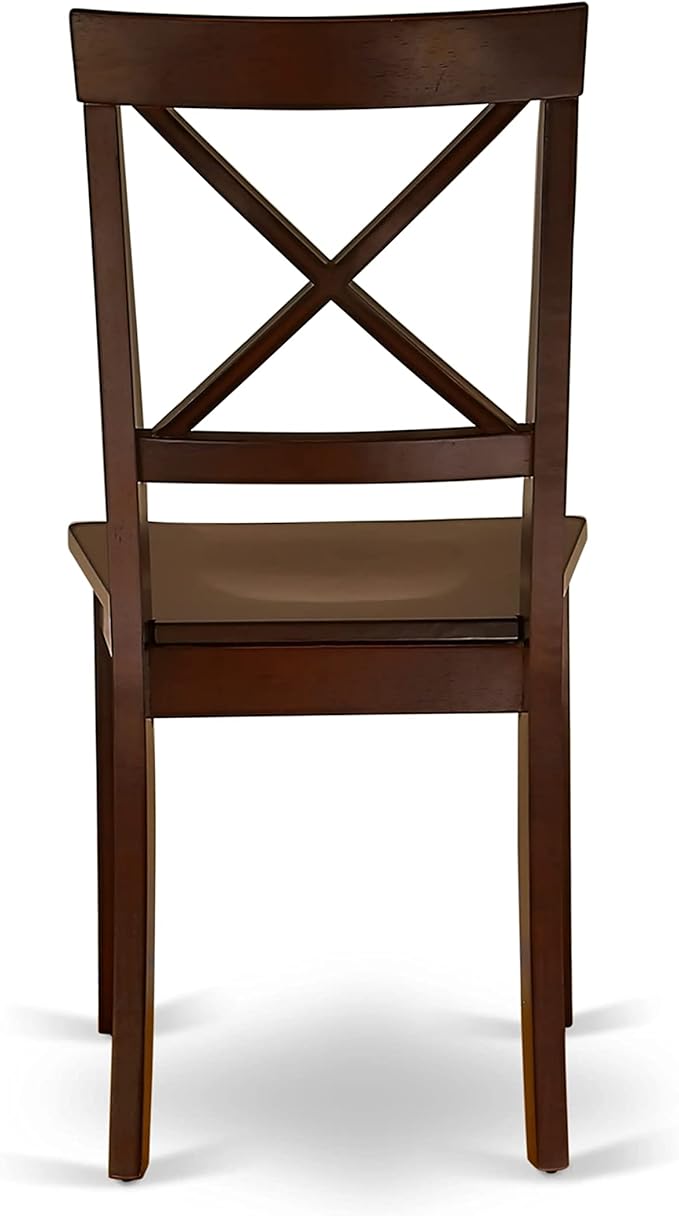 East West Furniture NDBO5-MAH-W 5 Piece Dining Room Furniture Set Includes a Rectangle Dining Table with Dropleaf and 4 Wood Seat Chairs, 30x48 Inch, Mahogany