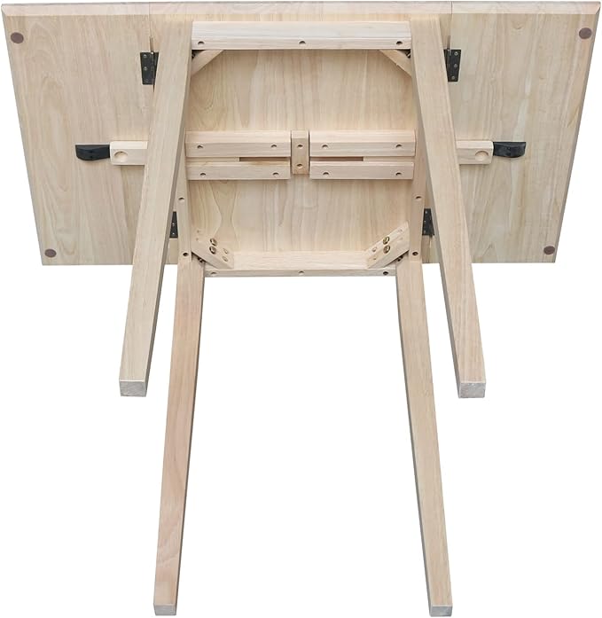 Solid Wood Small Drop Leaf Dining Table in Sturdy Parawood, Dual Drop Leaf Table with 9" Drop Leaf on Each Side, 36"W x 22"D x 29"H, Floor to Apron 26.5 Inches, Easy Assembly, Unfinished