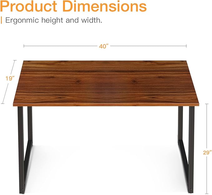 Coleshome 40 Inch Computer Desk, Modern Simple Style Desk for Home Office, Study Student Writing Desk, Deep Brown
