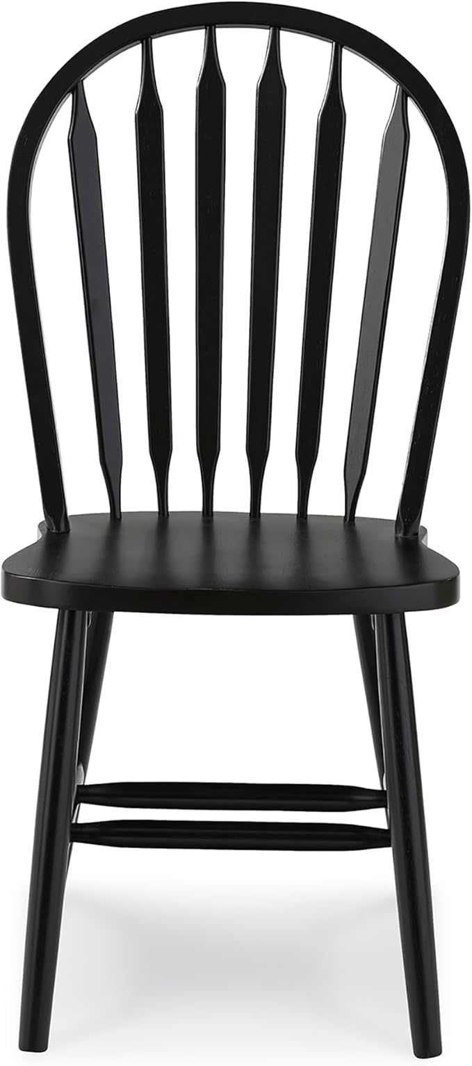 IC International Concepts Solid Wood Windsor ArrowBack Dining Chair with Plain Legs, Black