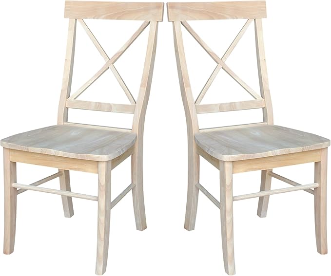 Set of Two X-Back Dining Chairs, Unfinished