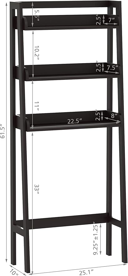 UTEX Over The Toilet Storage, 3-Tier Bathroom Shelves Over Toilet, Behind Toilet Bathroom Organizer (Espresso)