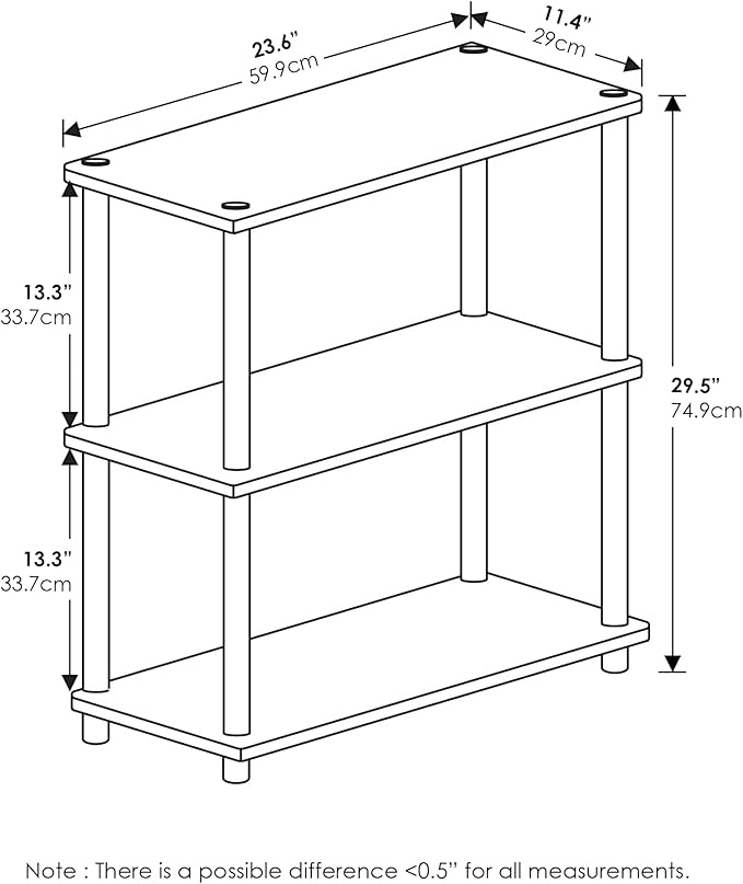 Furinno Turn-N-Tube 3-Tier Compact Multipurpose Shelf Display Rack, Dark Cherry