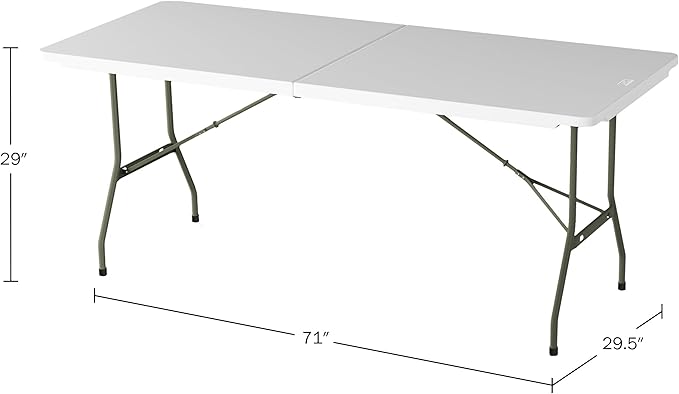 Lavish Home 6-Foot Folding Table - Indoor and Outdoor Table for Camping, Dining, Buffets, Crafts, and Playing Cards - Portable Picnic Table (White)