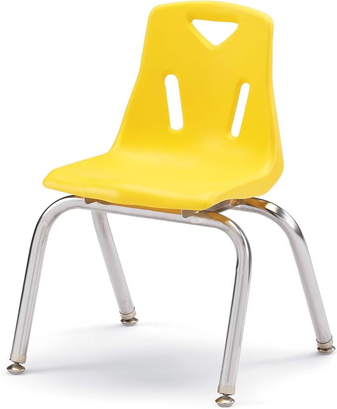 Jonti-Craft Berries 8144JC1007 Stacking Chair with Chrome-Plated Legs, 14" Height, Yellow