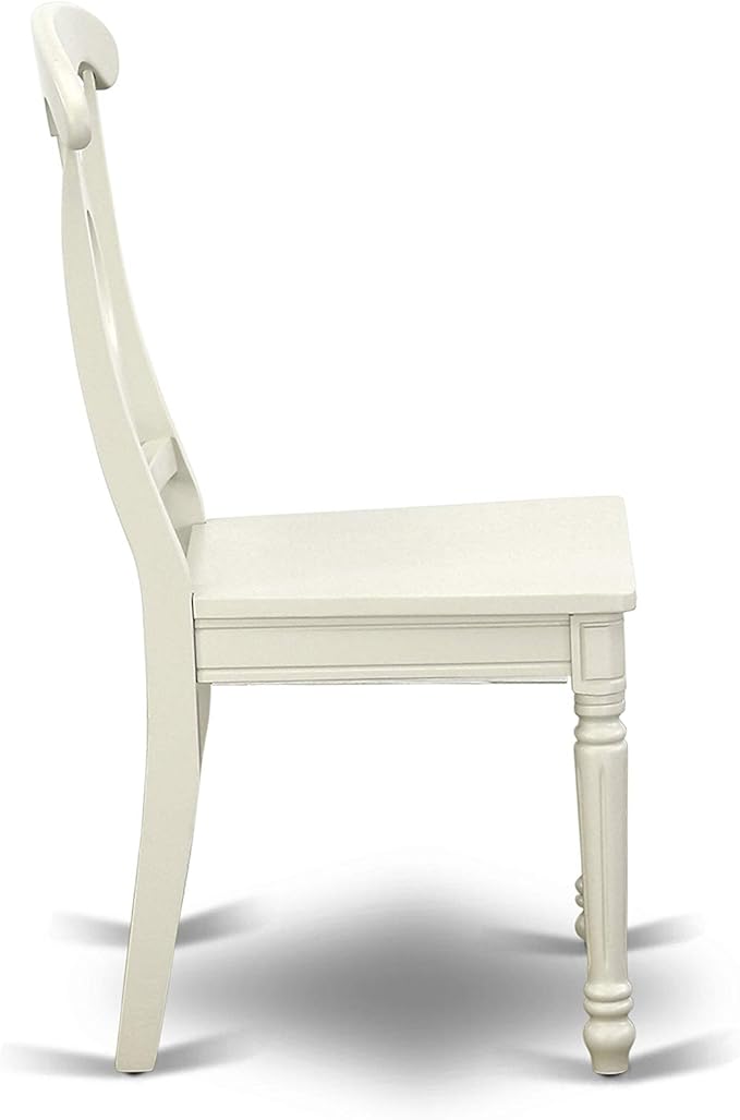 East West Furniture DOKE7-LWH-W 7 Piece Dining Set Consist of a Rectangle Dining Table with Butterfly Leaf and 6 Kitchen Chairs, 42x78 Inch, Linen White