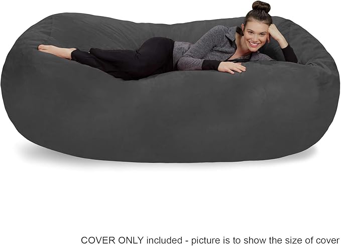 Sofa Sack Bean Bag Chair Cover, 7-5-feet, Charcoal