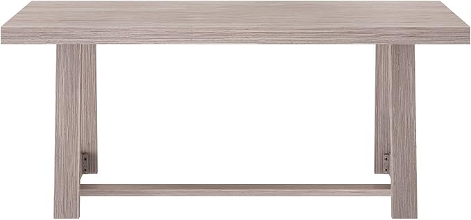 Plank+Beam 72 Inch Farmhouse Dining Table, Solid Wood Rustic Kitchen Table, Large Wooden Rectangular Dinner Table for Dining Room, Home Office, Living Room Furniture, Easy Assembly, Seashell Wirebrush