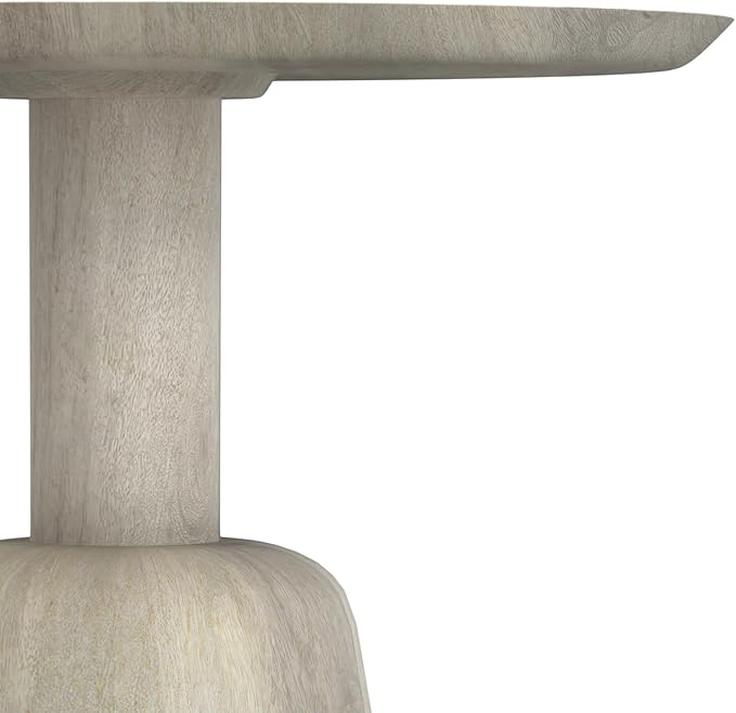 SIMPLIHOME Finchley Solid Mango Wood 18 inch Wide Round Contemporary Side Table in White Wash, Fully Assembled for The Living Room and Bedroom