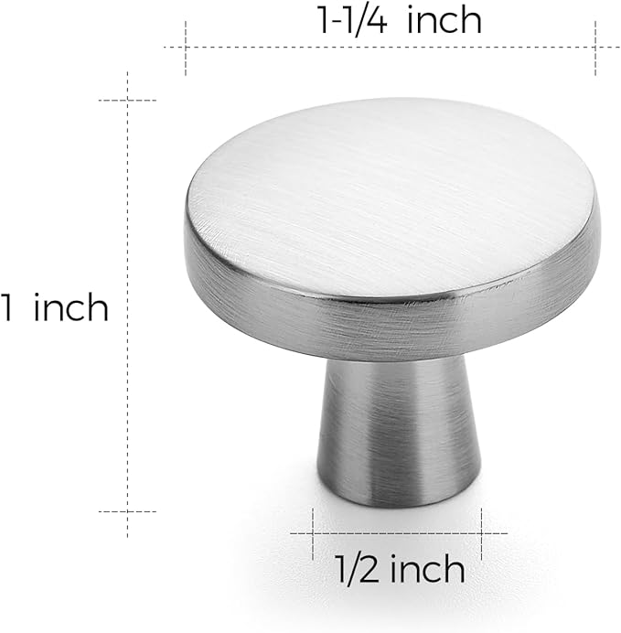 Ravinte 50 Pack Drawer Pulls 1-1/4 Inch Kitchen Cabinet Knobs Brushed Nickel Round Dresser Drawer Knobs Solid Dresser Knobs Drawer Knobs Simple Cabinet Hardware for Cupboard Drawer Pulls