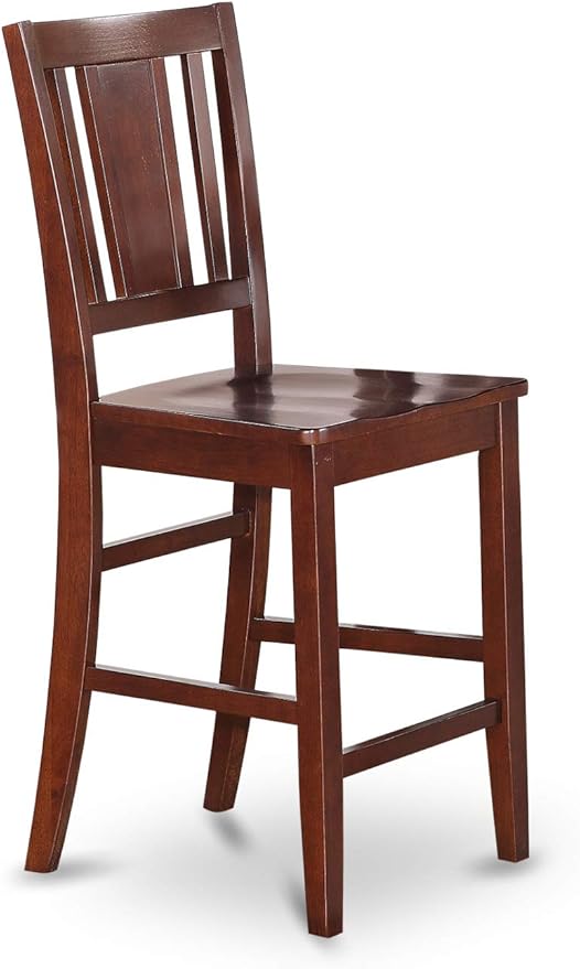 East West Furniture EDBU5-MAH-W 5 Piece Kitchen Counter Set Includes a Round Dining Table with Pedestal and 4 Dining Room Chairs, 30x30 Inch, Mahogany