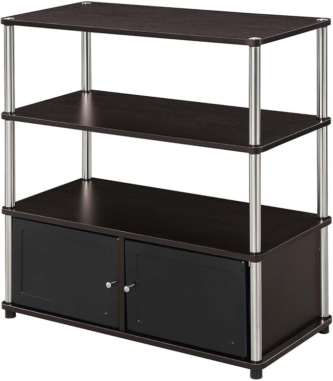 Convenience Concepts Designs2Go Highboy TV Stand with Storage Cabinets and Shelves for TVs up to 40 Inches, Espresso