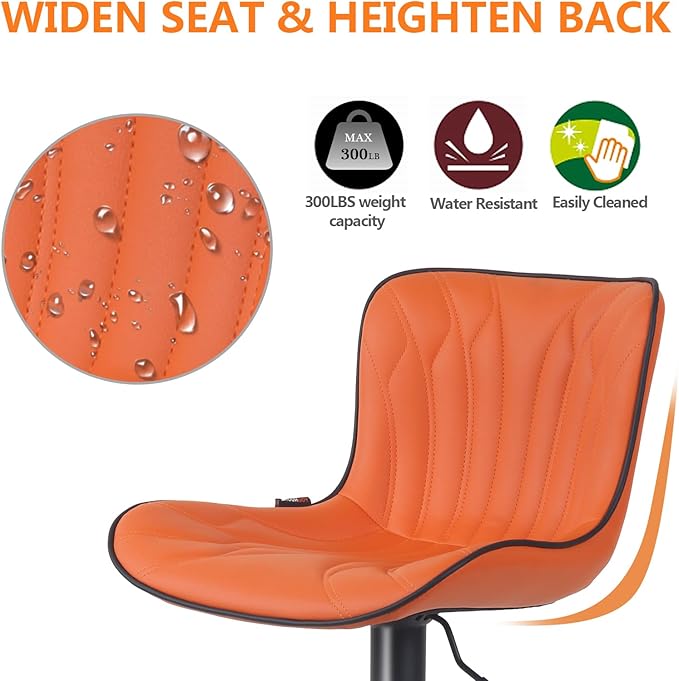 YOUNIKE Orange Bar Stools Set of 4 Modern Swivel Counter Height Bar Chair with Back Adjustable Kitchen Island Faux Leather Padded Barstools taburetes de bar Breakfast sillas para barra de cocina 4PCS