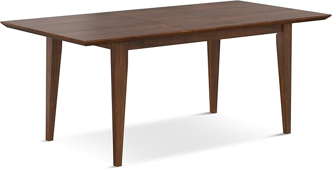 SIMPLIHOME Colby Extendable Dining Table, Solid Wood Walnut Veneer in Walnut, 60-76 x 36 inches, Contemporary-Style Rectangular Expandable Kitchen Table with Butterfly Leaf for 6+ People