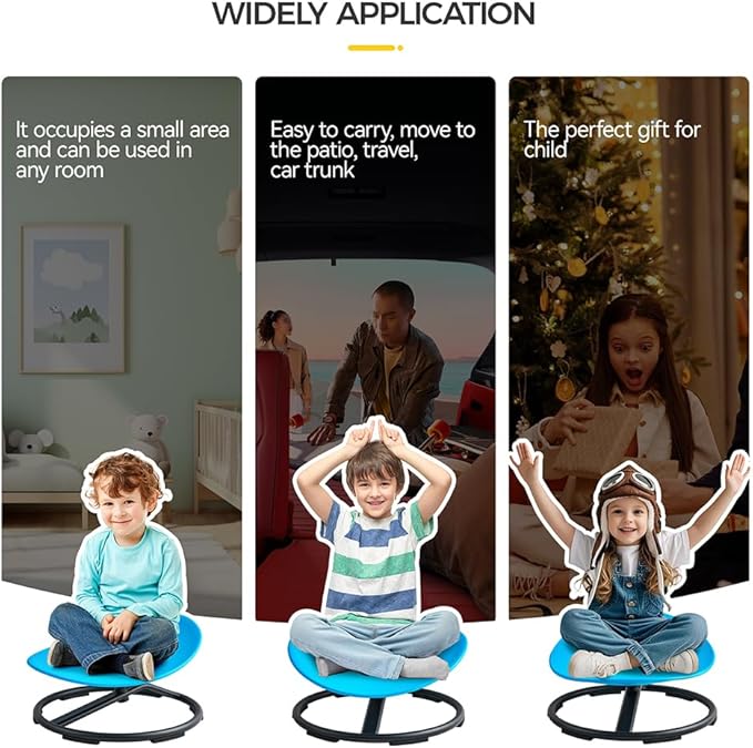Swivel Chair for Kids, 360° Spinning Seat, Toddler Sit and Spin Wobble Chair, Sensory Balance Toys, Autism ADHD Chairs, Play Equipment Relief Motion Sickness for Boys Girls (Sky Blue)