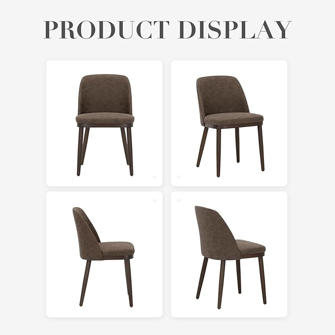 COLAMY Upholstered Dining Chairs Set of 6, Modern Kitchen Chairs with Back, Leather Side Dining Room Chairs with Wood Legs for Kitchen Dining Room Restaurant, Dark Brown