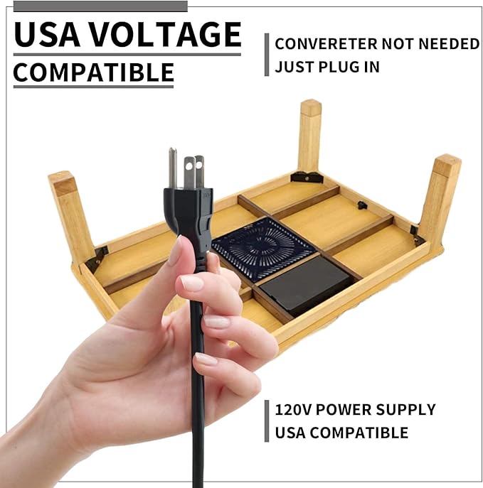 BJDesign Kotatsu - Japanese Heated Table - Wooden Chabudai Furniture with 120V Electric Heater - Low-Lying Dining and Work Desk with Temperature Control Knob (47x31in, Natural)